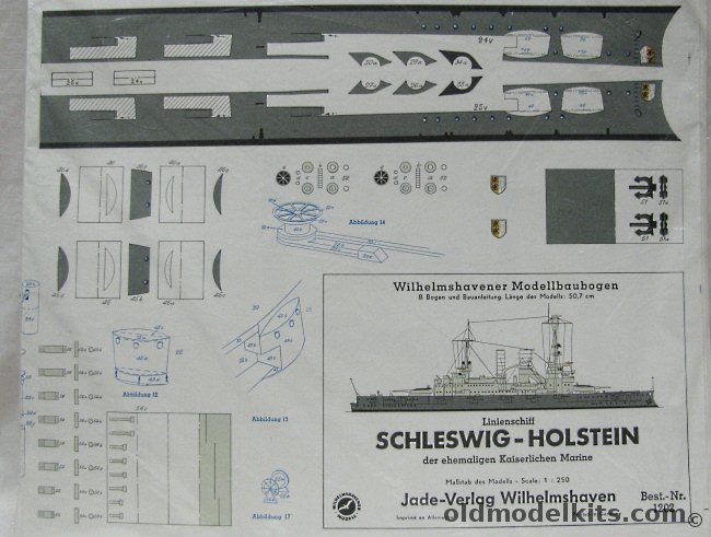 Wilhelmshaven 1/250 Schleswig-Holstein - German Navy Pre-Dreadnought Battleship Cardstock Model - Bagged, 1202 plastic model kit